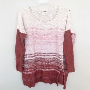 Free People Tunic Sweater Ivory & Orange M L